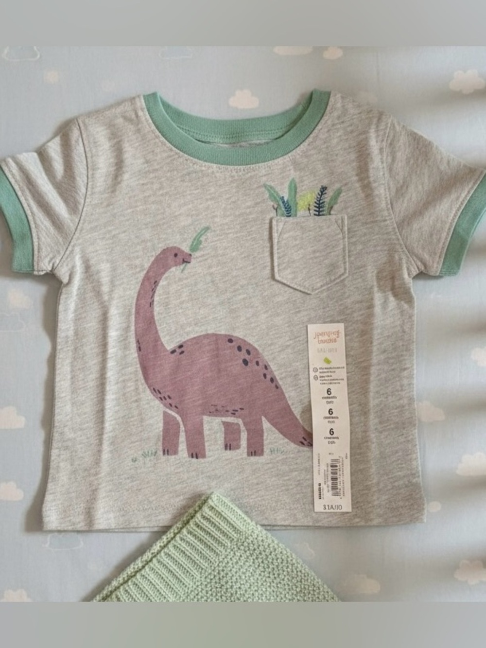 Baby Dinosaur Pocket Tee 6M Jumping Beans NWT